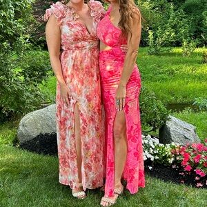 Hello Molly FUN LEVELS ONE SHOULDER MESH MAXI DRESS PINK Small